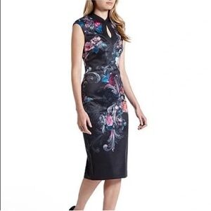 Ted Baker Floral Satin Midi Dress Size Small